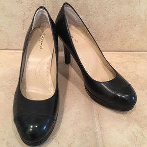 Tahari leather pump black heels